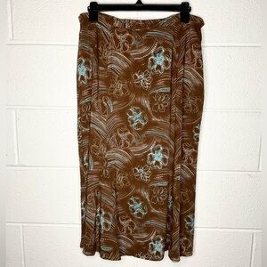 < Vintage Sag Harbor Brown and Blue Floral Skirt >
